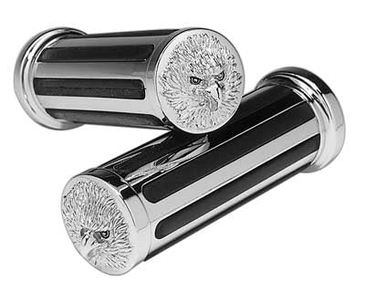Custom Chrome HARLEY CHR&RUBBER EAGLE H/BAR GRIPS