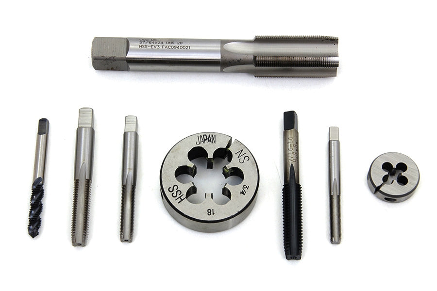 HARLEY Die Tool and Tap Set fits 1936-1948 W, 1929-1952 WL, 1930-1936 VL, 1930-1973 G, 1937-1948 UL, 1936-1952 EL, 1941-1984 FL, 1971-1