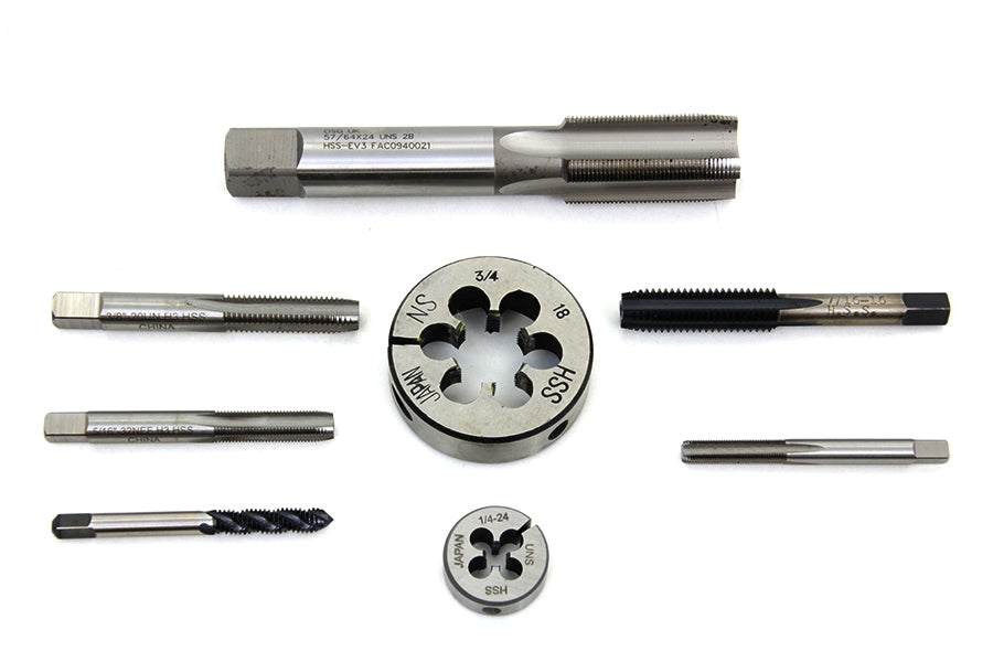 HARLEY Die Tool and Tap Set fits 1936-1948 W, 1929-1952 WL, 1930-1936 VL, 1930-1973 G, 1937-1948 UL, 1936-1952 EL, 1941-1984 FL, 1971-1