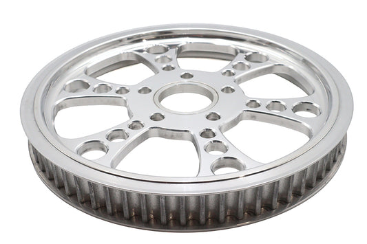 HARLEY Kool Kat Rear Drive Pulley 65 Tooth Polished Fits 0- Custom, Application for 1-1/2 belt."
