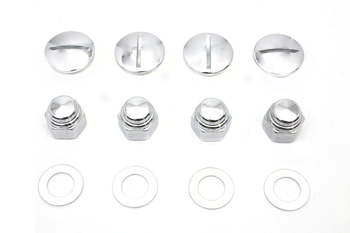 HARLEY Rocker Arm Slotted Chrome Cover Plug Kit fits 1971-1984 FL, 1971-1984 FX, 1979-1983 FLT, 1982-1983 FXR, 1957-1985 XL,