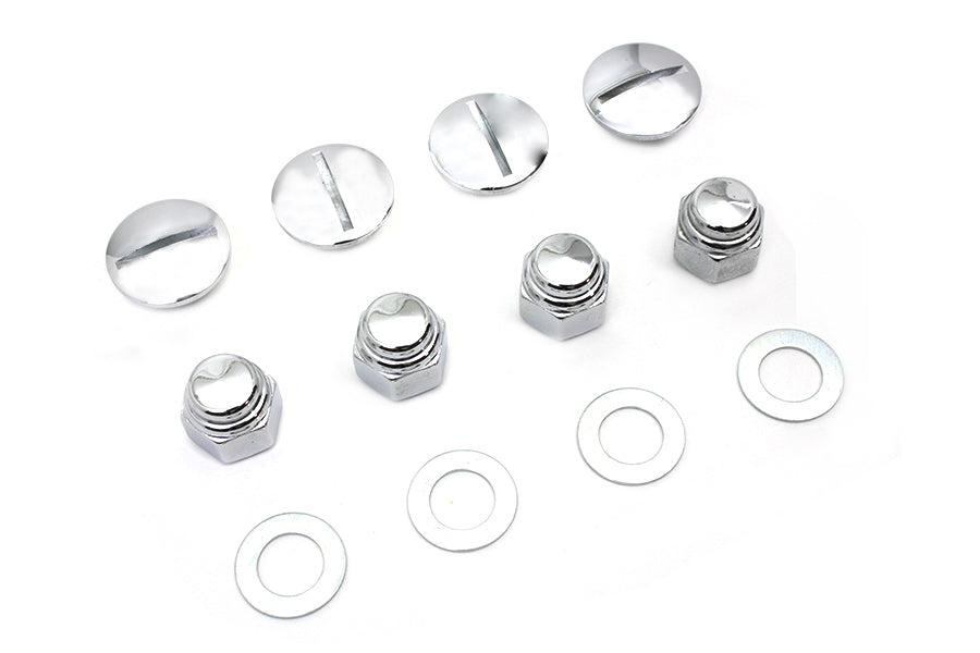 HARLEY Rocker Arm Slotted Chrome Cover Plug Kit fits 1971-1984 FL, 1971-1984 FX, 1979-1983 FLT, 1982-1983 FXR, 1957-1985 XL,