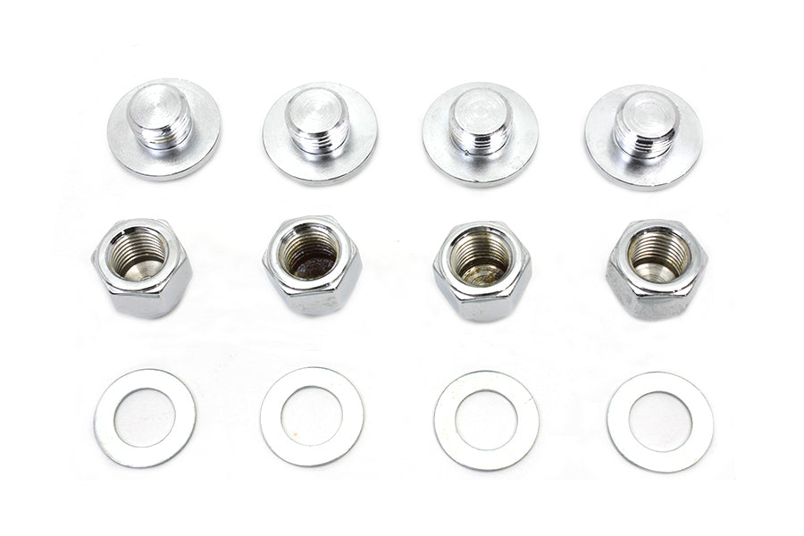 HARLEY Rocker Arm Slotted Chrome Cover Plug Kit fits 1971-1984 FL, 1971-1984 FX, 1979-1983 FLT, 1982-1983 FXR, 1957-1985 XL,