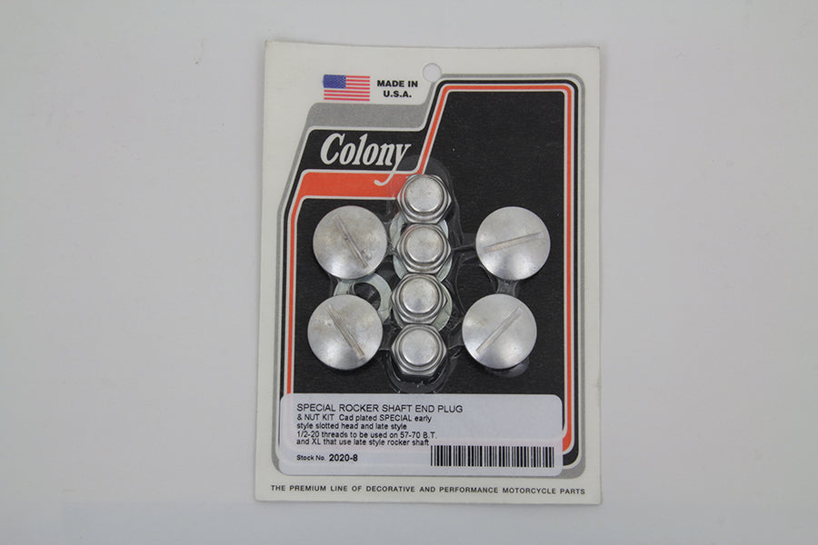 HARLEY Rocker Arm Slotted Cadmium Cover Plug Kit fits 1971-1984 FL, 1971-1984 FX, 1979-1983 FLT, 1982-1983 FXR, 1957-1985 XL,