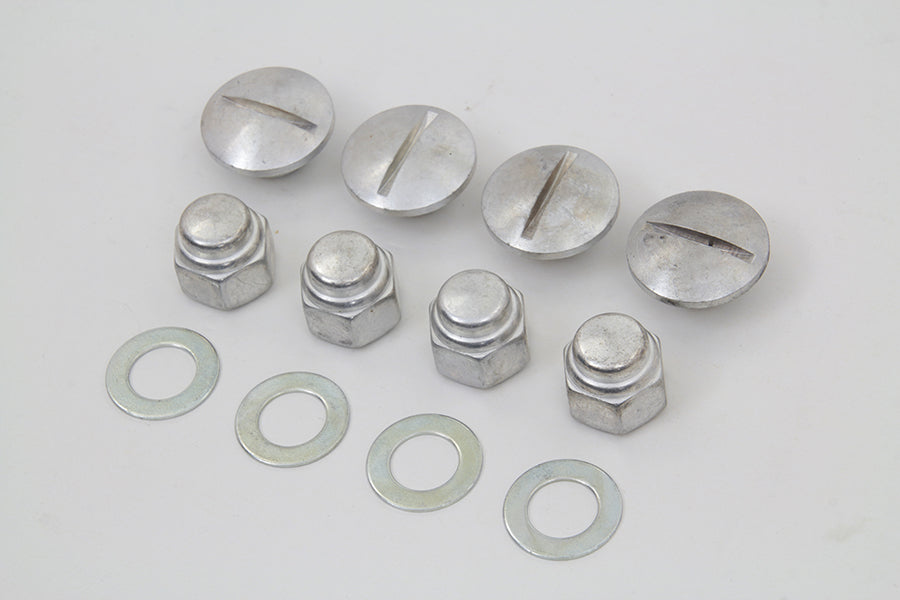 HARLEY Rocker Arm Slotted Cadmium Cover Plug Kit fits 1971-1984 FL, 1971-1984 FX, 1979-1983 FLT, 1982-1983 FXR, 1957-1985 XL,