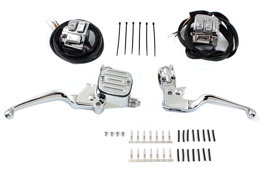 HARLEY Chrome Handlebar Control Kit fits 2007-2011 FXST, 2007-2011 FLST,