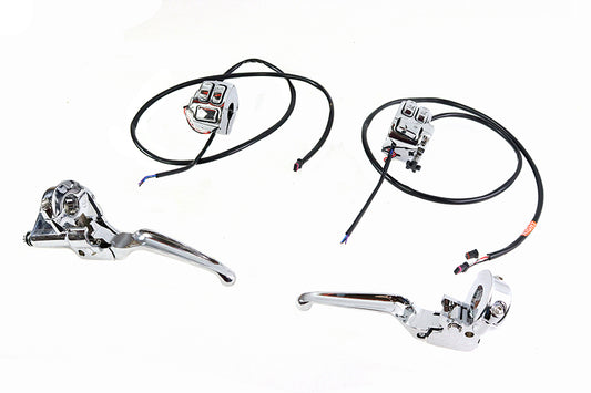 HARLEY Handlebar Control Kit Chrome fits 2011-2013 FXCW, 2011-2013 FXCWC, 2011-2014 FXS, 2011-2014 FLS, 2011-2014 FLST, 2012-2017 FXD,