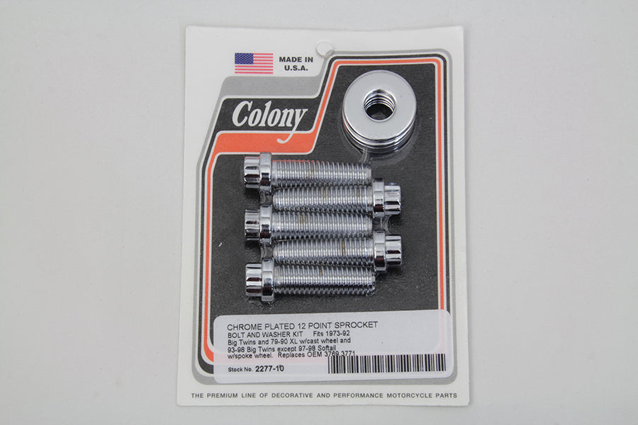HARLEY Sprocket Bolt and Washer Kit fits 1973-1984 FL, with cast rear wheel including belt drive 1973-1984 FX, with cast rear wheel including belt dr