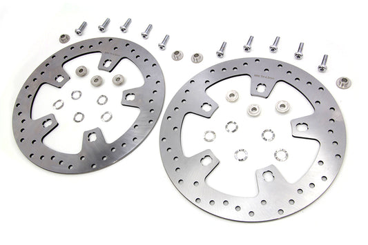HARLEY Duro 11.8 inch Drilled Front Brake Disc Set Stainless Steel fits 2014-UP FLT, with 5 or 10 spoke cast wheel only