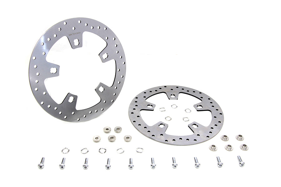 HARLEY Duro 11.8 inch Drilled Front Brake Disc Set Stainless Steel fits 2014-UP FLT, with 5 or 10 spoke cast wheel only