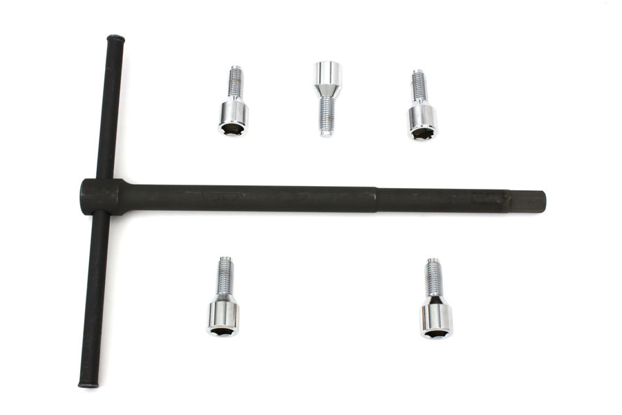HARLEY Chrome Wheel Lug Set with Wrench fits 1936-1976 G, 1936-1952 EL, 1941-1966 FL,