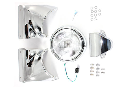 HARLEY 7 inch Headlamp Cowl Kit Chrome Fits 1960-1984 FL, 1960-1984 FL,