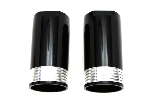 HARLEY Black Fork Slider Cover Set Tapered Style Fits 1949-1984 FL, 1980-2013 FLT, 1980-2013 FLT