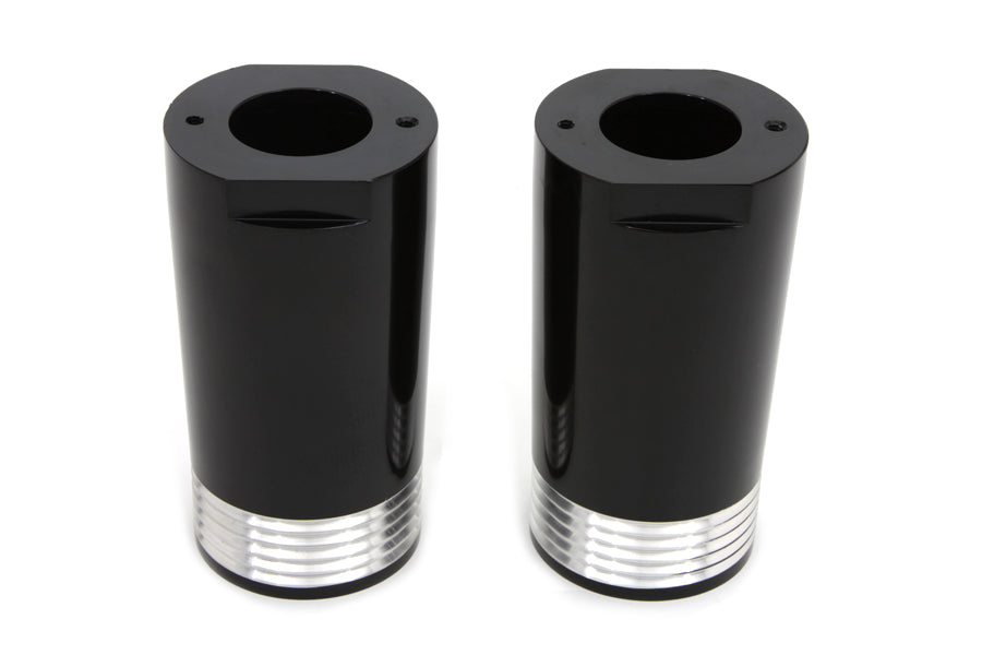 HARLEY Black Fork Slider Cover Set Tapered Style fits 1949-1984 FL, 1980-2013 FLT, 1980-2013 FLT, 1986-UP FLST,