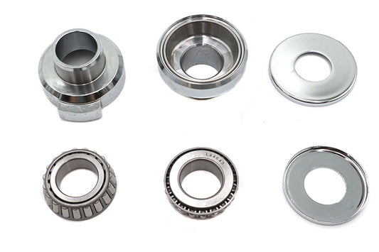 HARLEY Chrome Fork Neck Cup Kit with Stops Fits 1986-1999 FXST, 1949-1984 FL, 1971-1984 FX,