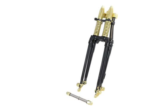 HARLEY 22 inch Spring Fork Kit Black with Brass Accents Fits 1941-1984 FL, 1936-1952 EL, 1970-19