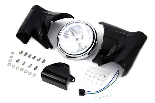 HARLEY 7 inch Headlamp Cowl Kit Black Fits 1960-1984 FL,