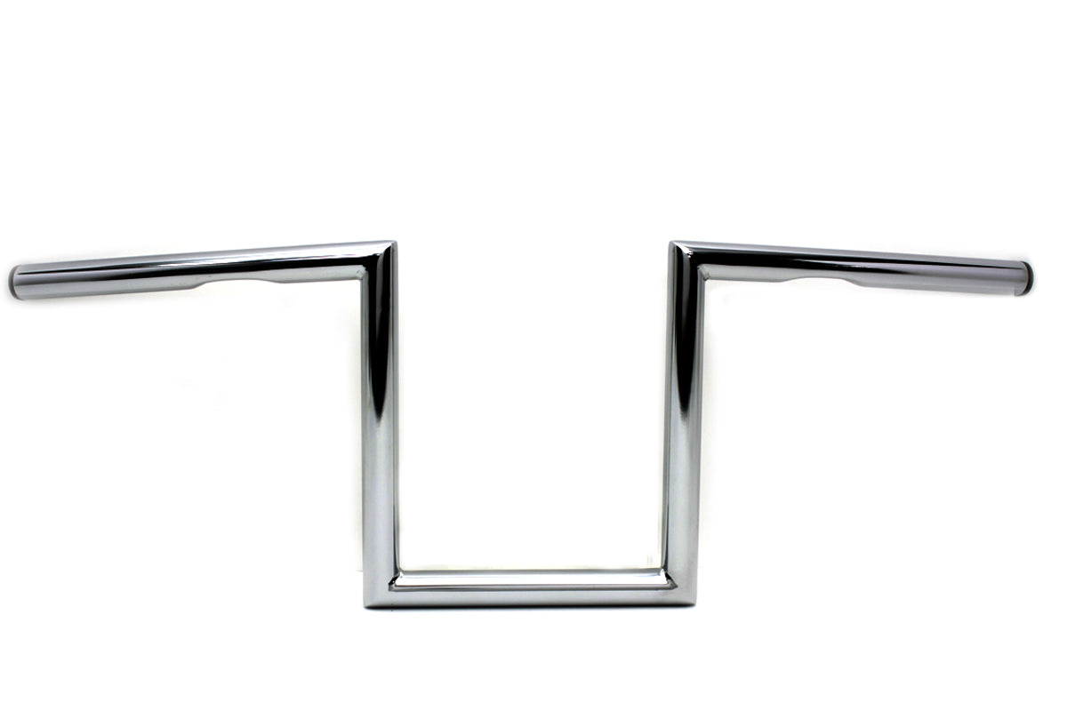 HARLEY 10 inch Z Handlebar with Indents Chrome fits 1982-1984 FL, 1982-1984 FX, 1982-UP XL, 1986-2017 FLST, 1984-2017 FXST, 1982-1994 FXR,