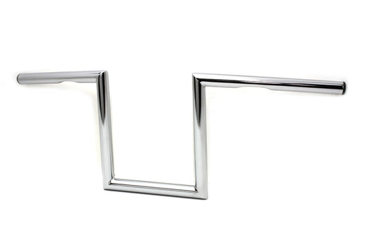 HARLEY 10 inch Z Handlebar with Indents Chrome fits 1982-1984 FL, 1982-1984 FX, 1982-UP XL, 1986-2017 FLST, 1984-2017 FXST, 1982-1994 FXR,