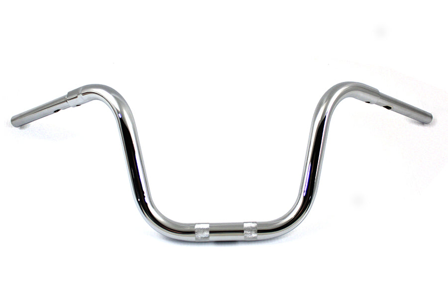 HARLEY 10 inch Mini Ape Hanger Handlebar with Indents Chrome fits 0- Custom, application for use with 1-1/4 risers"