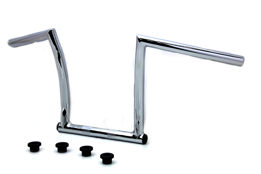 HARLEY 11 inch Chrome ChiZeled Z-Bar Handlebar with Indents fits 1980-UP XL, 1984-2017 FXST, 1980-UP FLT, 1980-UP FLT,
