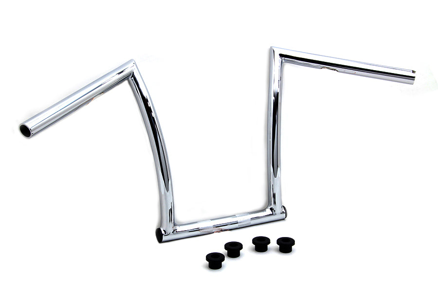 HARLEY 13 inch Chrome ChiZeled Z-Bar Handlebar with Indents fits 1980-UP XL, 1984-2017 FXST, 1980-UP FLT, 1980-UP FLT,