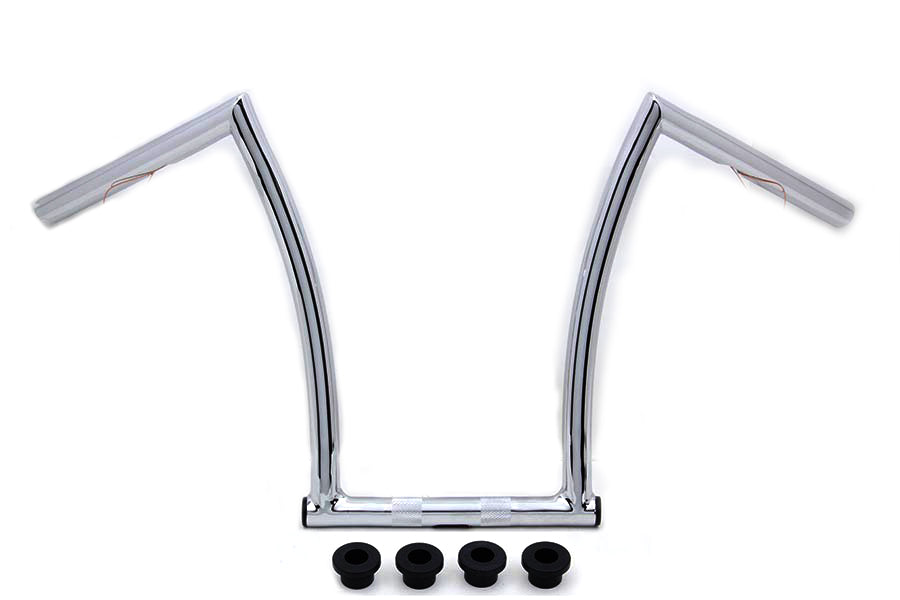 HARLEY 15 inch Chrome ChiZeled Z-Bar Handlebar with Indents fits 1980-UP XL, 1984-2017 FXST, 1980-UP FLT, 1980-UP FLT,