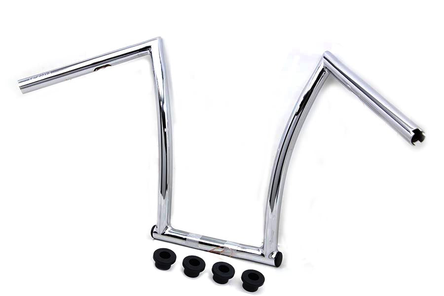 HARLEY 15 inch Chrome ChiZeled Z-Bar Handlebar with Indents fits 1980-UP XL, 1984-2017 FXST, 1980-UP FLT, 1980-UP FLT,
