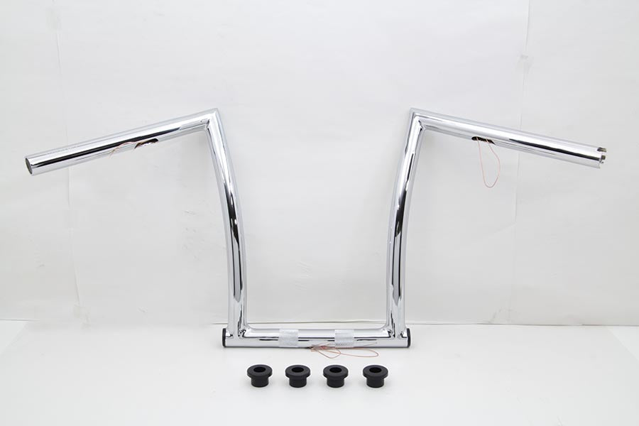 HARLEY 17 inch Chrome ChiZeled Z-Bar Handlebar with Indents fits 1980-UP XL, 1984-2017 FXST, 1980-UP FLT, 1980-UP FLT,