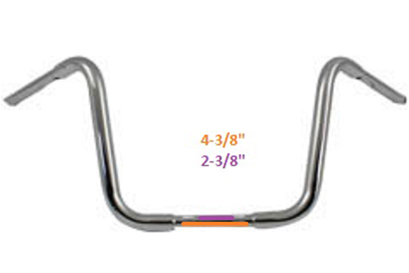 HARLEY 12-1/2 inch Buffalo Ape Hanger Handlebar with Indents Chrome fits 1982-1984 FL, 1982-1984 FX, 1982-UP XL, 1986-2017 FLST, 1984-2017 FX