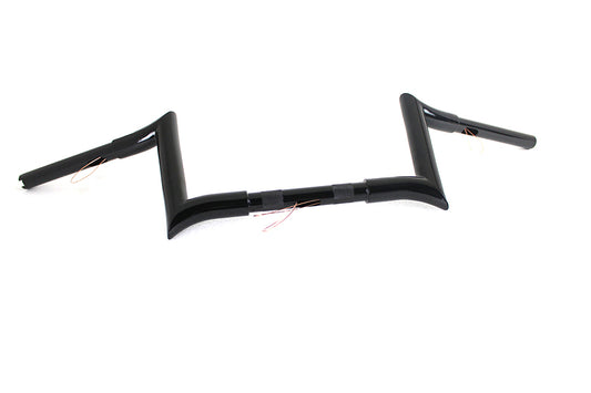 HARLEY 8 inch Black Z-Bar Handlebar with Indents fits 1982-1984 FL, 1982-1984 FX, 1985-UP XL, 1986-2017 FLST, 1984-2017 FXST, 1991-2017 FXD