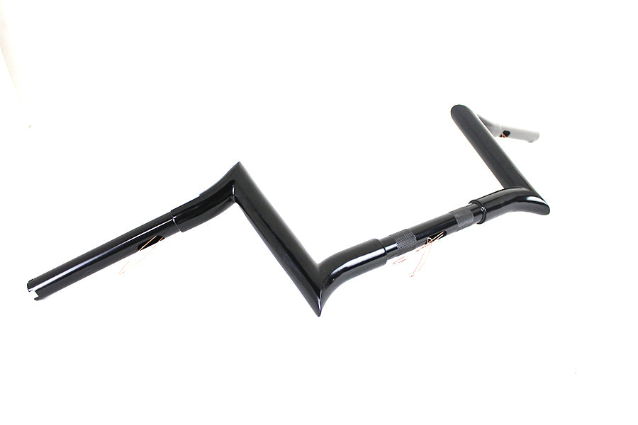 HARLEY 8 inch Black Z-Bar Handlebar with Indents fits 1982-1984 FL, 1982-1984 FX, 1985-UP XL, 1986-2017 FLST, 1984-2017 FXST, 1991-2017 FXD