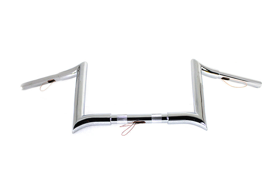 HARLEY 10 inch Chrome Z-Bar Handlebar with Indents fits 1982-1984 FL, 1982-1984 FX, 1985-UP XL, 1986-2017 FLST, 1984-2017 FXST, 1991-2017 F