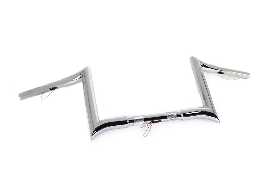 HARLEY 10 inch Chrome Z-Bar Handlebar with Indents fits 1982-1984 FL, 1982-1984 FX, 1985-UP XL, 1986-2017 FLST, 1984-2017 FXST, 1991-2017 F