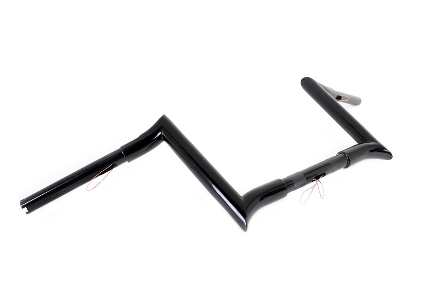 HARLEY 10 inch Black Z-Bar Handlebar with Indents fits 1982-1984 FL, 1982-1984 FX, 1985-UP XL, 1986-2017 FLST, 1984-2017 FXST, 1991-2017 FX