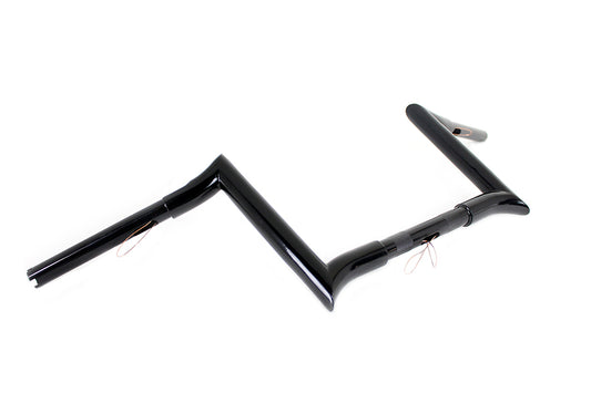 HARLEY 10 inch Black Z-Bar Handlebar with Indents Fits 1982-1984 FL, 1982-1984 FX, 1985-UP XL,