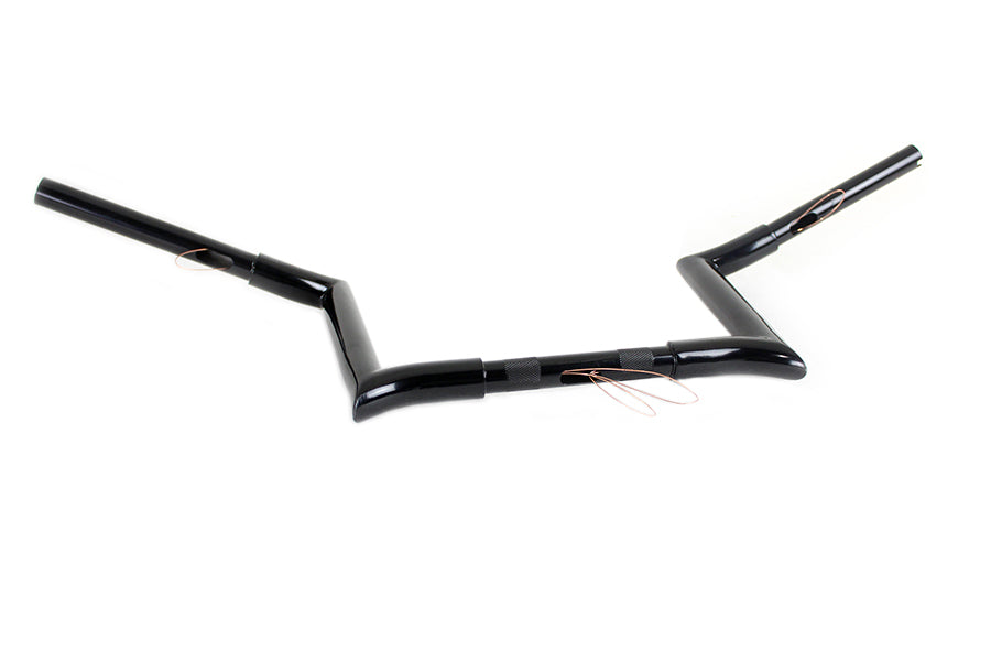 HARLEY 10 inch Black Z-Bar Handlebar with Indents fits 1982-1984 FL, 1982-1984 FX, 1985-UP XL, 1986-2017 FLST, 1984-2017 FXST, 1991-2017 FX