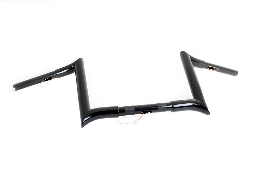 HARLEY 10 inch Black Z-Bar Handlebar with Indents fits 1982-1984 FL, 1982-1984 FX, 1985-UP XL, 1986-2017 FLST, 1984-2017 FXST, 1991-2017 FX