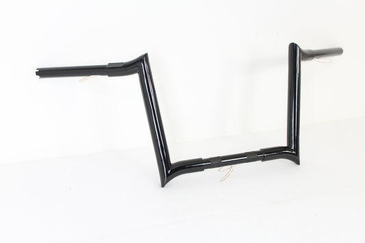 HARLEY 12 inch Black Z-Bar Handlebar with Indents fits 1982-1984 FL, 1982-1984 FX, 1985-UP XL, 1986-2017 FLST, 1984-2017 FXST, 1991-2017 FX
