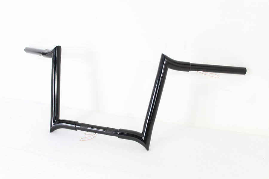HARLEY 12 inch Black Z-Bar Handlebar with Indents fits 1982-1984 FL, 1982-1984 FX, 1985-UP XL, 1986-2017 FLST, 1984-2017 FXST, 1991-2017 FX