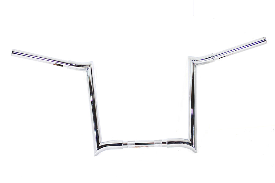 HARLEY 14 inch Chrome Z-Bar Handlebar with Indents fits 1982-1984 FL, 1982-1984 FX, 1985-UP XL, 1986-2017 FLST, 1984-2017 FXST, 1991-2017 F