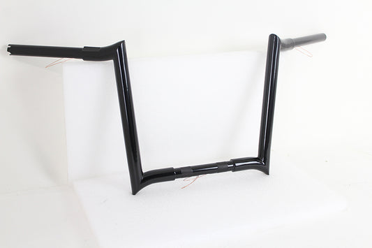 HARLEY 14 inch Black Z-Bar Handlebar with Indents fits 1982-1984 FL, 1982-1984 FX, 1985-UP XL, 1986-2017 FLST, 1984-2017 FXST, 1991-2017 FX