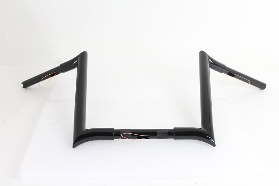 HARLEY 14 inch Black Z-Bar Handlebar with Indents fits 1982-1984 FL, 1982-1984 FX, 1985-UP XL, 1986-2017 FLST, 1984-2017 FXST, 1991-2017 FX
