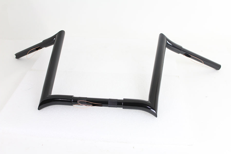 HARLEY 14 inch Black Z-Bar Handlebar with Indents fits 1982-1984 FL, 1982-1984 FX, 1985-UP XL, 1986-2017 FLST, 1984-2017 FXST, 1991-2017 FX