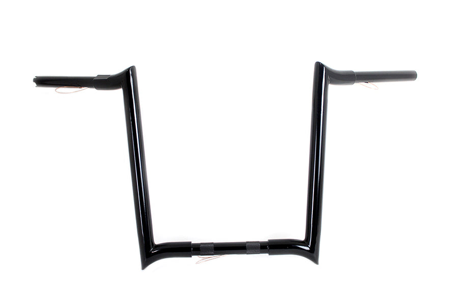 HARLEY 16 inch Black Z-Bar Handlebar with Indents fits 1982-1984 FL, 1982-1984 FX, 1985-UP XL, 1986-2017 FLST, 1984-2017 FXST, 1991-2017 FX