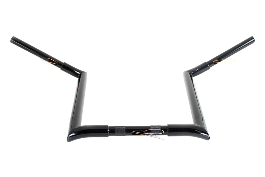 HARLEY 16 inch Black Z-Bar Handlebar with Indents fits 1982-1984 FL, 1982-1984 FX, 1985-UP XL, 1986-2017 FLST, 1984-2017 FXST, 1991-2017 FX