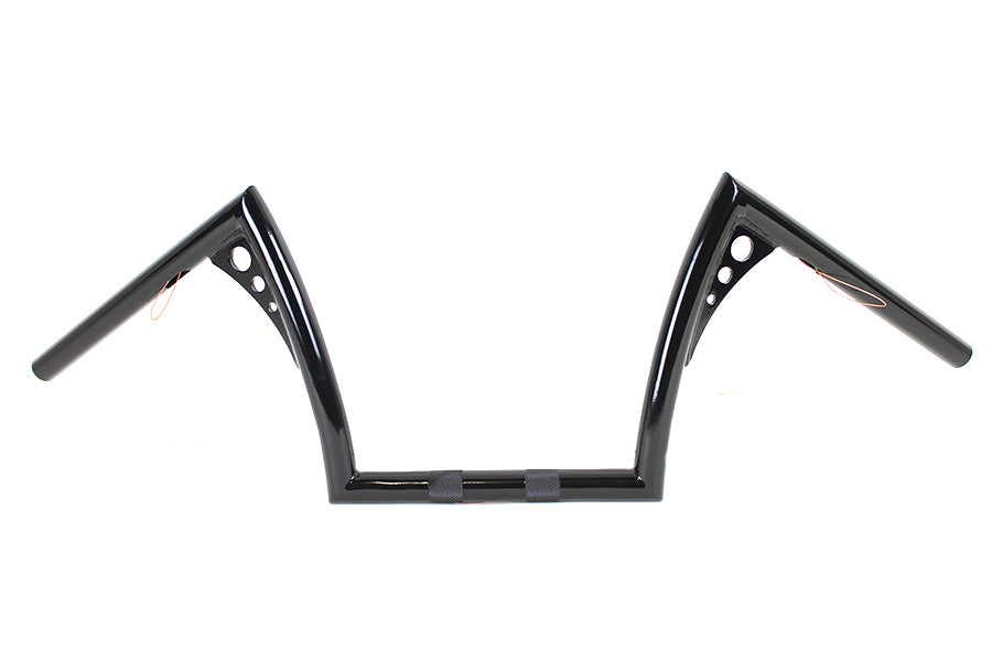 HARLEY 10 inch Z-Bar Handlebar with Wiring Indents and Holes Black fits 1982-1984 FL, 1982-1984 FX, 1982-UP XL, 1986-2017 FLST, 1984-2017 FXS