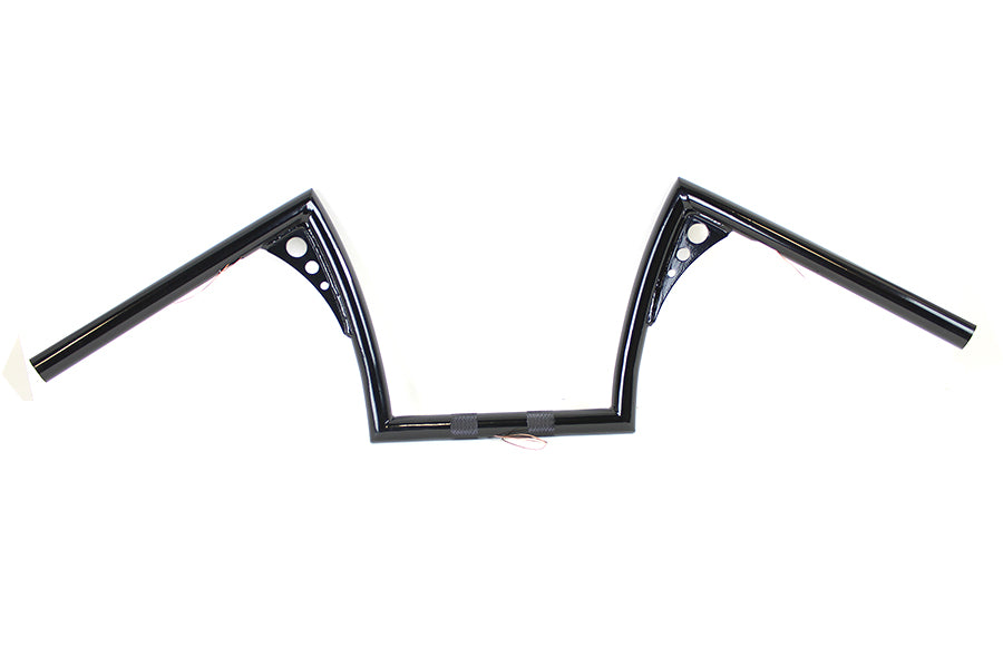HARLEY 10 inch Z-Bar Handlebar with Wiring Indents and Holes Black fits 1982-1984 FL, 1982-1984 FX, 1982-UP XL, 1986-2017 FLST, 1984-2017 FXS
