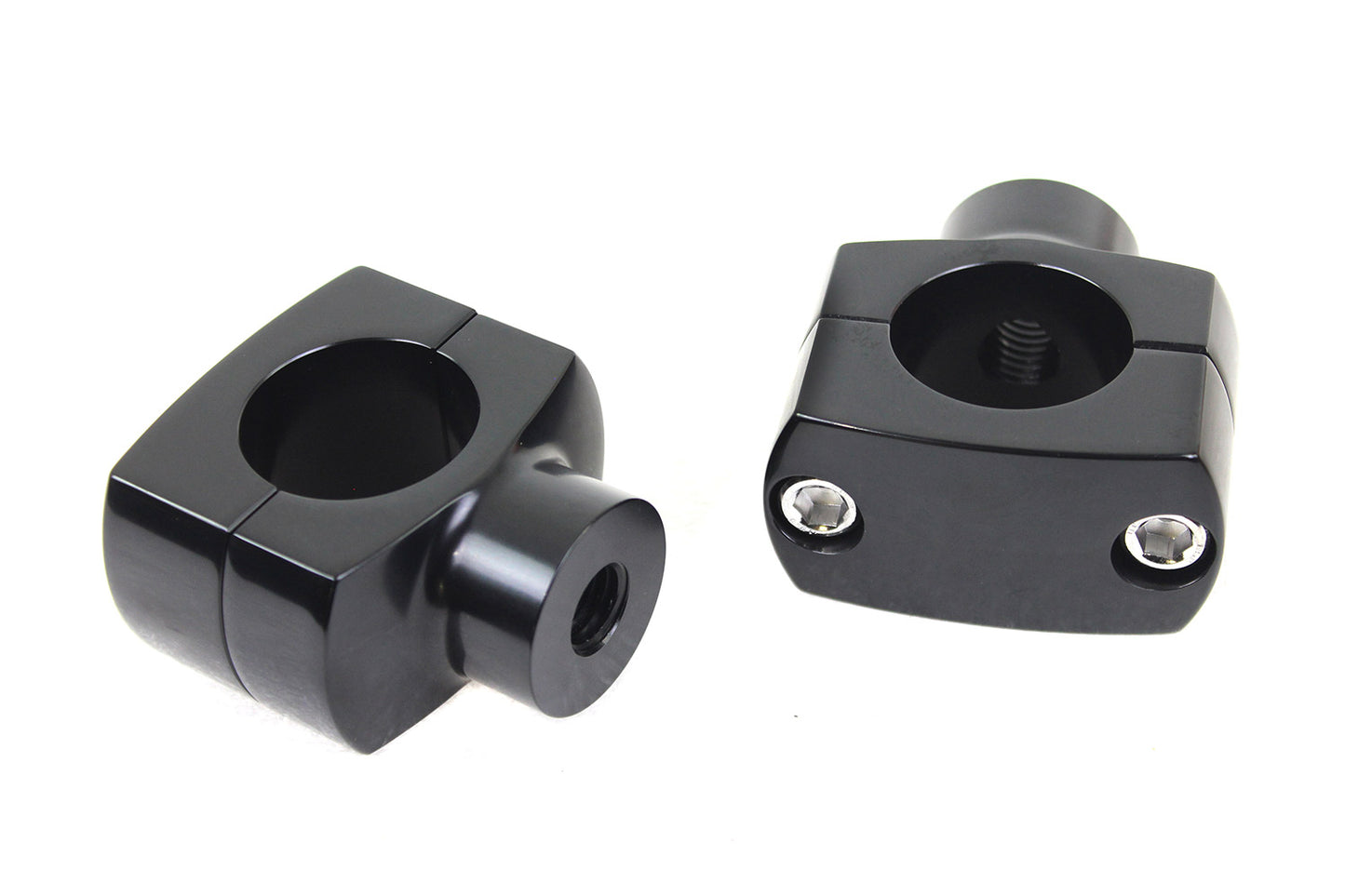HARLEY 1-1/4 inch Shorty Riser Set Black fits 0- Custom, application for 1-1/4 handlebars only