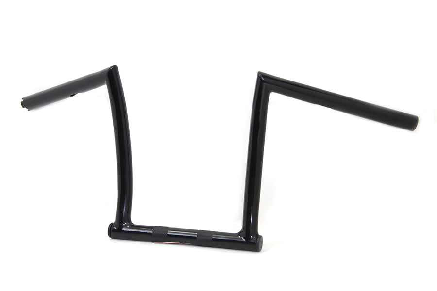 HARLEY 11 inch Black ChiZeled Z-Bar Handlebar with Indents fits 1980-UP XL, 1980-1984 FL, 1984-2017 FXST,